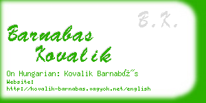 barnabas kovalik business card